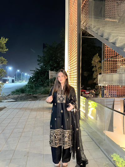 Black Embroidery 3 piece suite