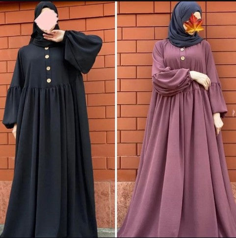 New Wood Button Abaya